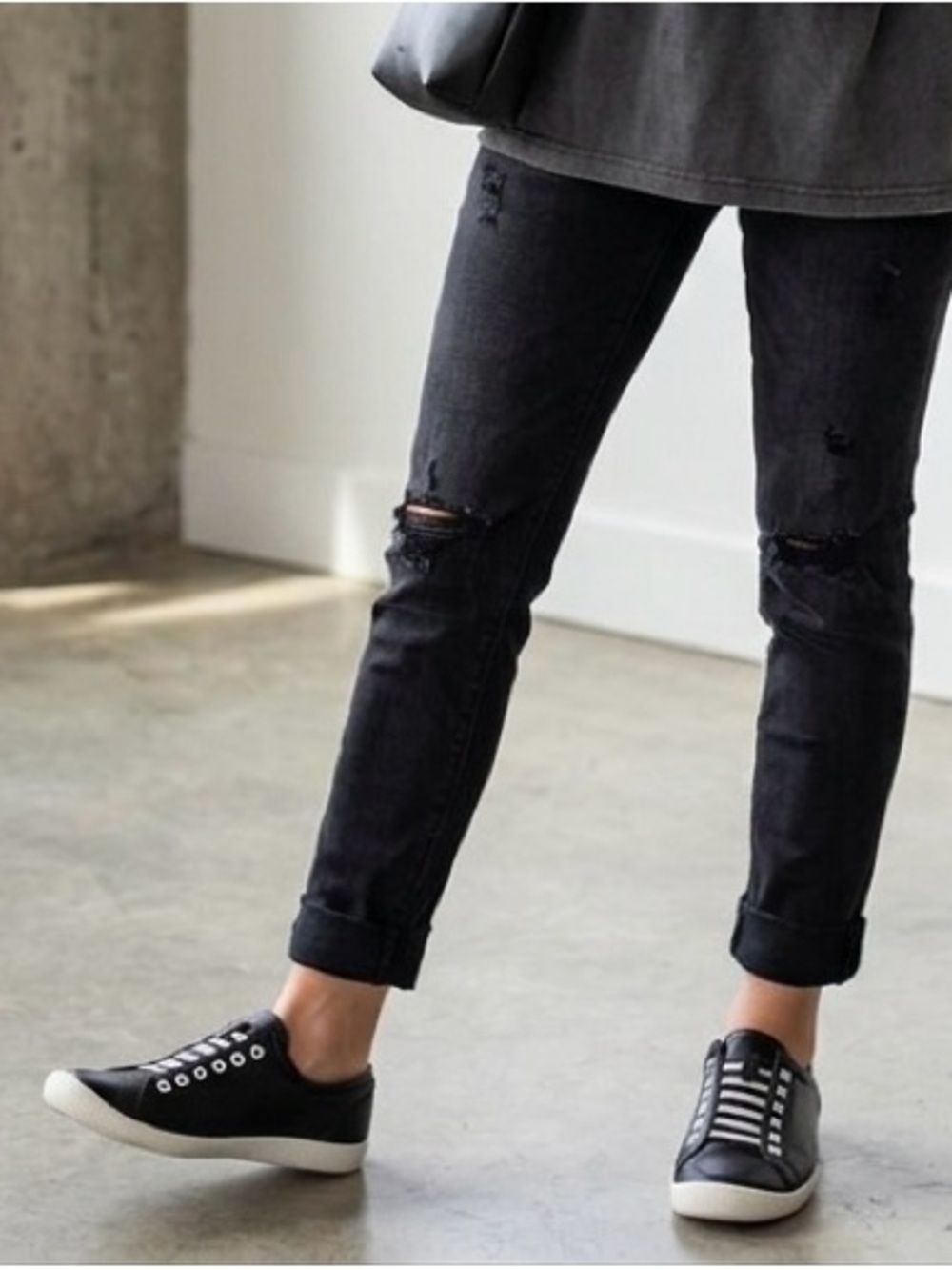 Stylish Softinas Black Slip-On Sneakers